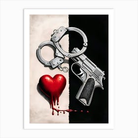 Handcuffs And Heart Art Print