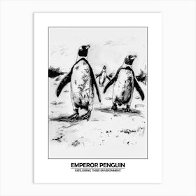 Penguin Exploring Their Environment Poster 1 Art Print