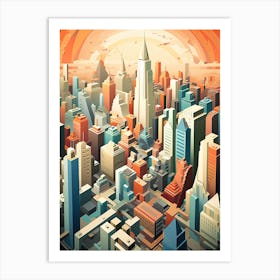 New York City View   Geometric Vector Illustration 1 Art Print