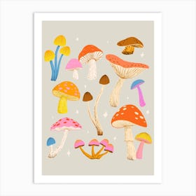 Colorful Mushrooms Art Print