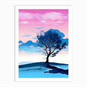 Lone Tree In The Sunset Art Print