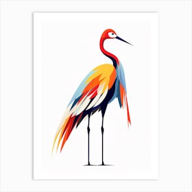 Colourful Geometric Bird Crane 1 Art Print