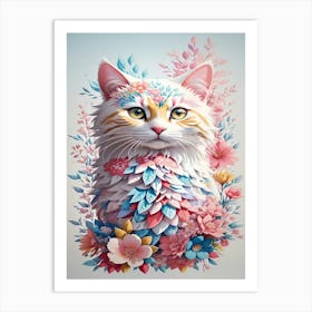 Cat With Flowers 2 Art Print