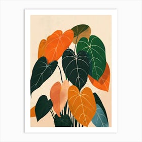 Philodendron Plant Minimalist Illustration 2 Art Print