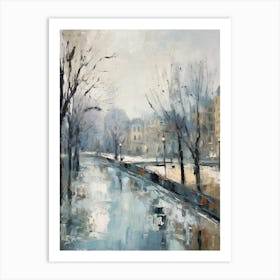 Winter City Park Painting Parc De La Vilette Paris 2 Art Print