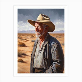 Old Man Standing In The Desert Art Print