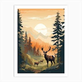 Deer In The Forest 2 Art Print