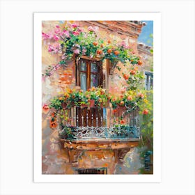 Balcony View Painting In Valencia 3 Art Print