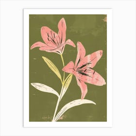 Pink & Green Lily 2 Art Print