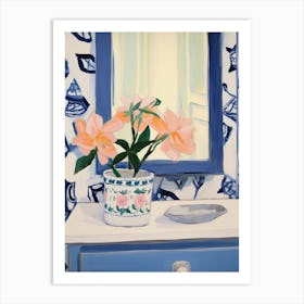 Bathroom Vanity Painting With A Camellia Bouquet 4 Art Print