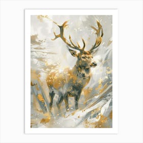 Deer Precisionist Illustration 3 Art Print