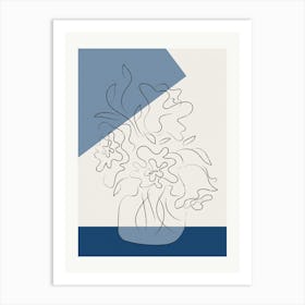 Line art flower Blue_2483543 Art Print