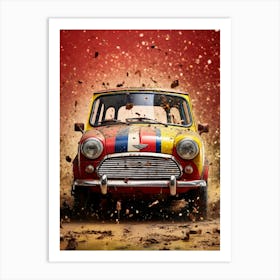 Mini Cooper S Retro Racing Car Art Print