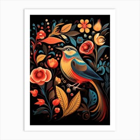 Folk Bird Illustration House Sparrow 2 Art Print