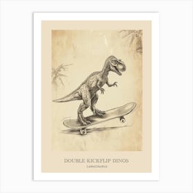 Carnotaurus Vintage Dinosaur Poster 2 Art Print