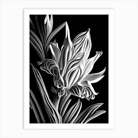 Tuberose Leaf Linocut 1 Art Print