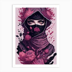 Face ninja woman. Art Print