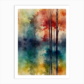 Watercolor Of Trees 5 Art Print