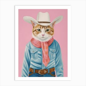 Cowboy Ginger Cat Quirky Western Print Pet Decor 4 Art Print