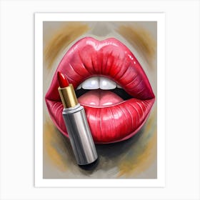 Woman'S Lips And Lipstick Art Print