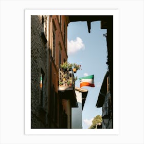 Italian flag in the streets | Spoleto | Italy Art Print