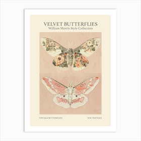 Velvet Butterflies Collection Vintage Butterflies William Morris Style 7 Art Print