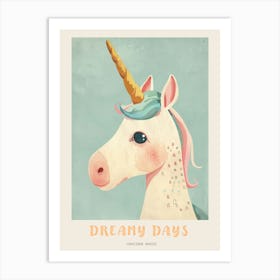 Pastel Storybook Watercolour Unicorn Poster Art Print