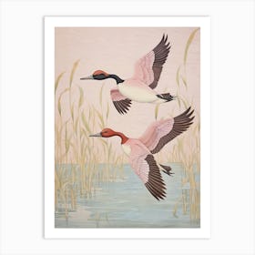 Vintage Japanese Inspired Bird Print Canvasback 2 Art Print