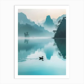 Foggy Morning Lake Art Print