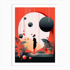 Contemporary Zen: Woman's Essence in Minimalism Art Print