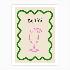 Bellini Doodle Poster Green & Pink Art Print