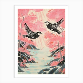 Vintage Japanese Inspired Bird Print Cowbird 1 Art Print