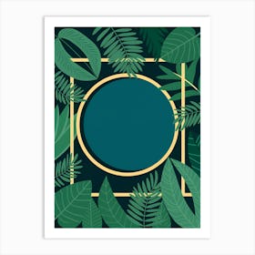 Gold Frame With Tropical Leaves Affiche