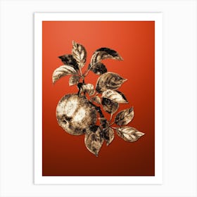 Gold Botanical Apple on Tomato Red n.4399 Art Print