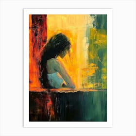 Woman Looking Out A Window Art Print