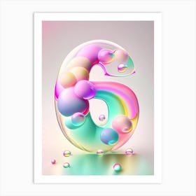 6, Number, Education Rainbow Bubble 4 Art Print