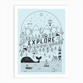 Outdoors Camping Air Balloon Mountains Art Print