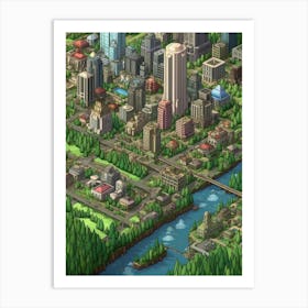 Bellevue Washington Pixel Art 14 Art Print