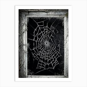 Art Grey Decor Design Halloween Horizontal Grunge Skittish Dark Spiders Web Net Silhouet (17) Art Print