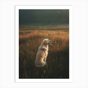 Golden Retriever In The Field.Generated AI. Art Print Art Print