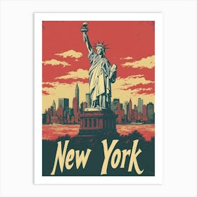 Aihrgdesign A Retro Travel Poster For New York Featuring The 4 Art Print