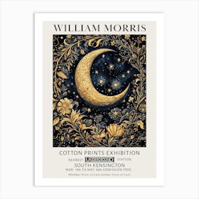 William Morris Flowers Moon And Stars Vintage Exhibition Art Print