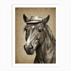 Horse In Hat Art Print