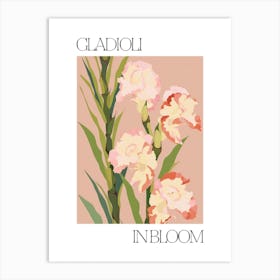 Gladioli In Bloom Flowers Bold Illustration 1 Art Print
