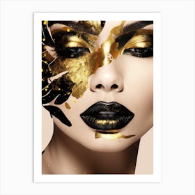 Gold And Black Makeup Art Print