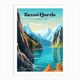 Kenai Fjords National Park Alaska Lakeview Modern Travel Art Art Print