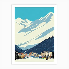 Méribel, France Midcentury Vintage Skiing Poster Art Print