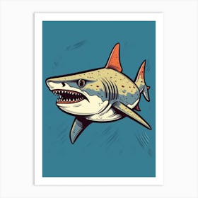 A Tiger Shark In A Vintage Cartoon Style 1 Art Print