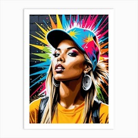 Graffiti Mural Of Beautiful Hip Hop Girl 81 Art Print