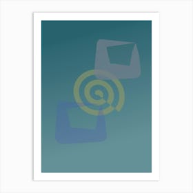 Blue circles and sqares Art Print